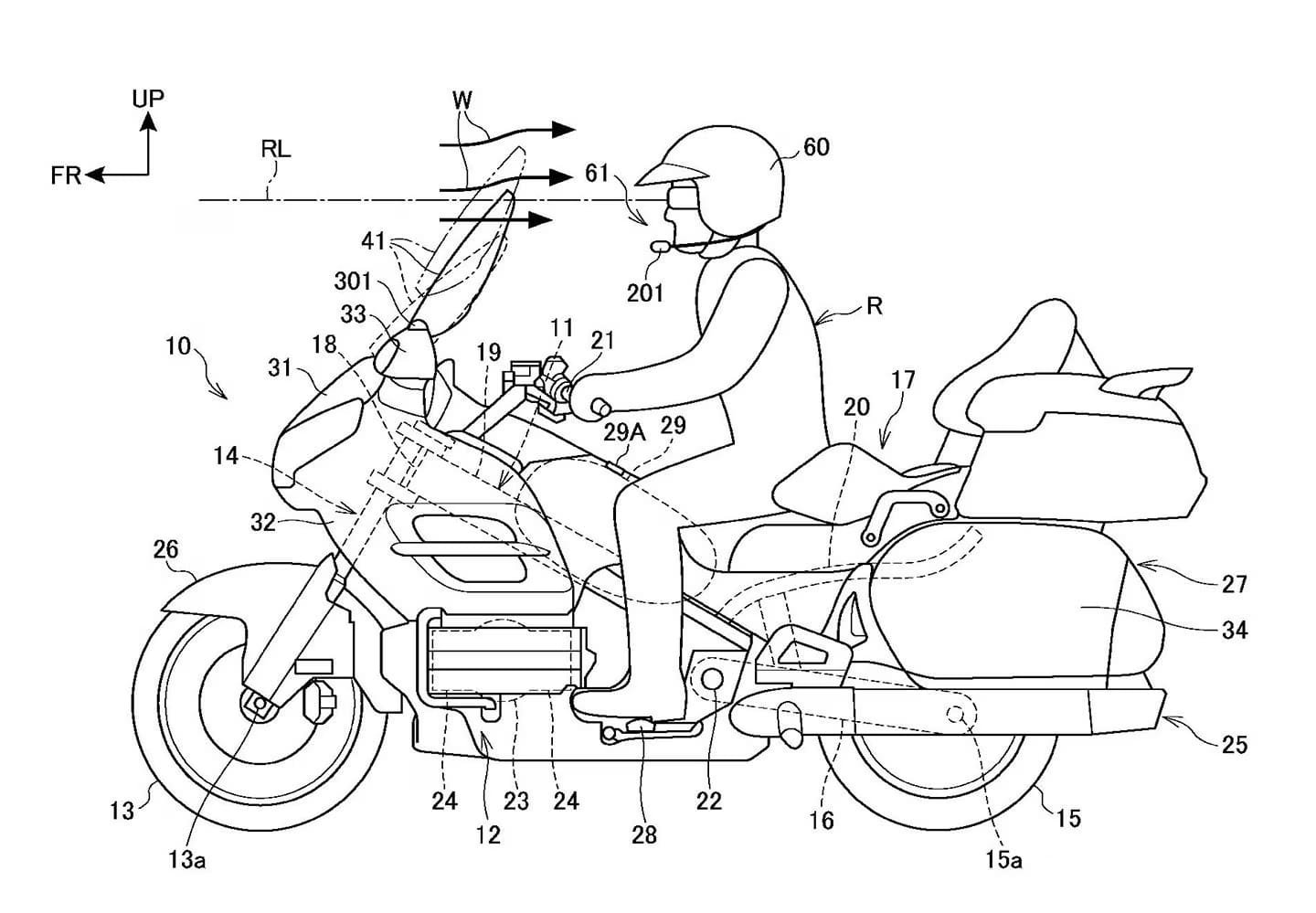 Honda presenta la domanda di brevetto per il parabrezza adattivo 1 Honda: depositato il brevetto per il parabrezza adattivo