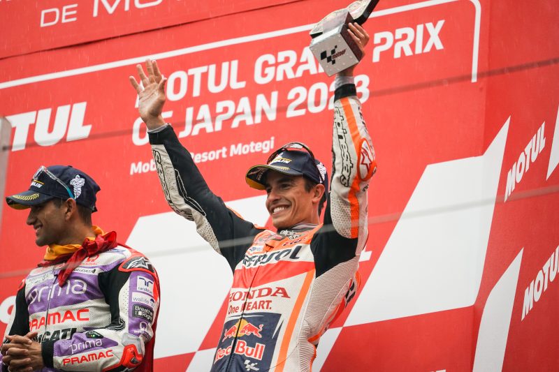 MotoGP 2023, Marquez terzo in Giappone: “Un ritorno romantico sul podio”