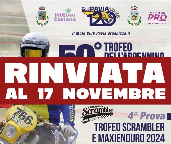 Rinviata manifestazione Gr. 5 e Trofeo Scrambler – 27/10/2024